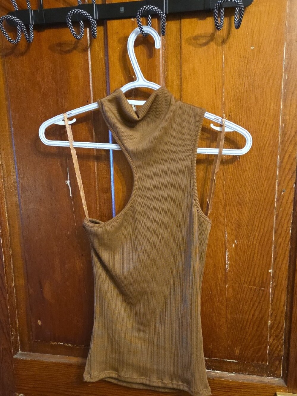 Anine Bing Ribbed High-Neck Racerback Tank - Brown - Picture 5 of 7